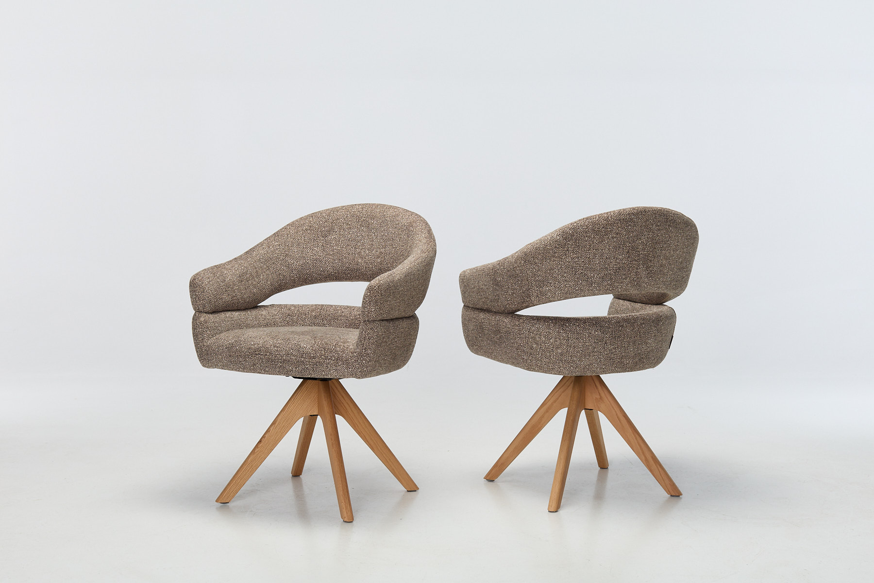 Lusso 360° Swivel Dining Chairs with Solid Oak Legs - Toffee Deluxe Textured Fabric