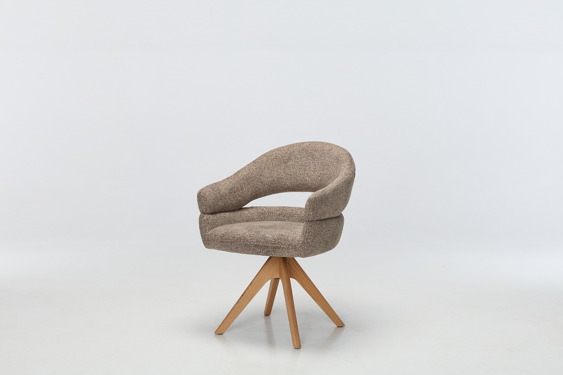 Lusso 360° Swivel Dining Chairs with Solid Oak Legs - Toffee Deluxe Textured Fabric