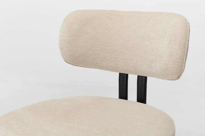 Nori Modern Dining Chairs with Black Legs - Cream Luxury Chenille Fabric