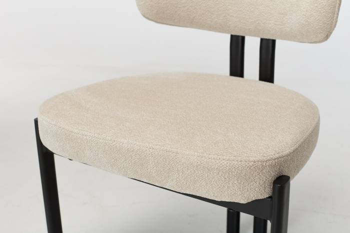 Nori Modern Dining Chairs with Black Legs - Cream Luxury Chenille Fabric