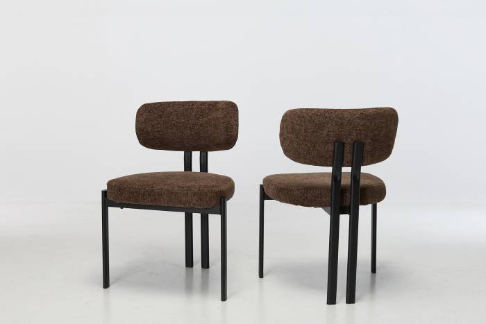 Nori Modern Dining Chairs with Black Legs - Mocha Luxury Chenille Fabric