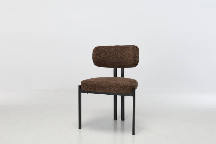 Nori Modern Dining Chairs with Black Legs - Mocha Luxury Chenille Fabric