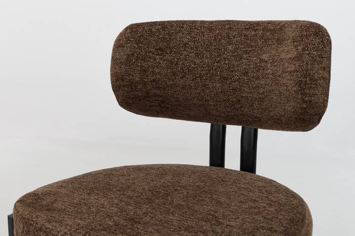 Nori Modern Dining Chairs with Black Legs - Mocha Luxury Chenille Fabric