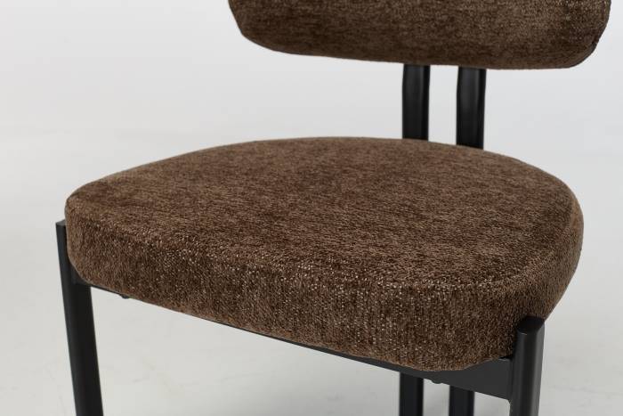 Nori Modern Dining Chairs with Black Legs - Mocha Luxury Chenille Fabric