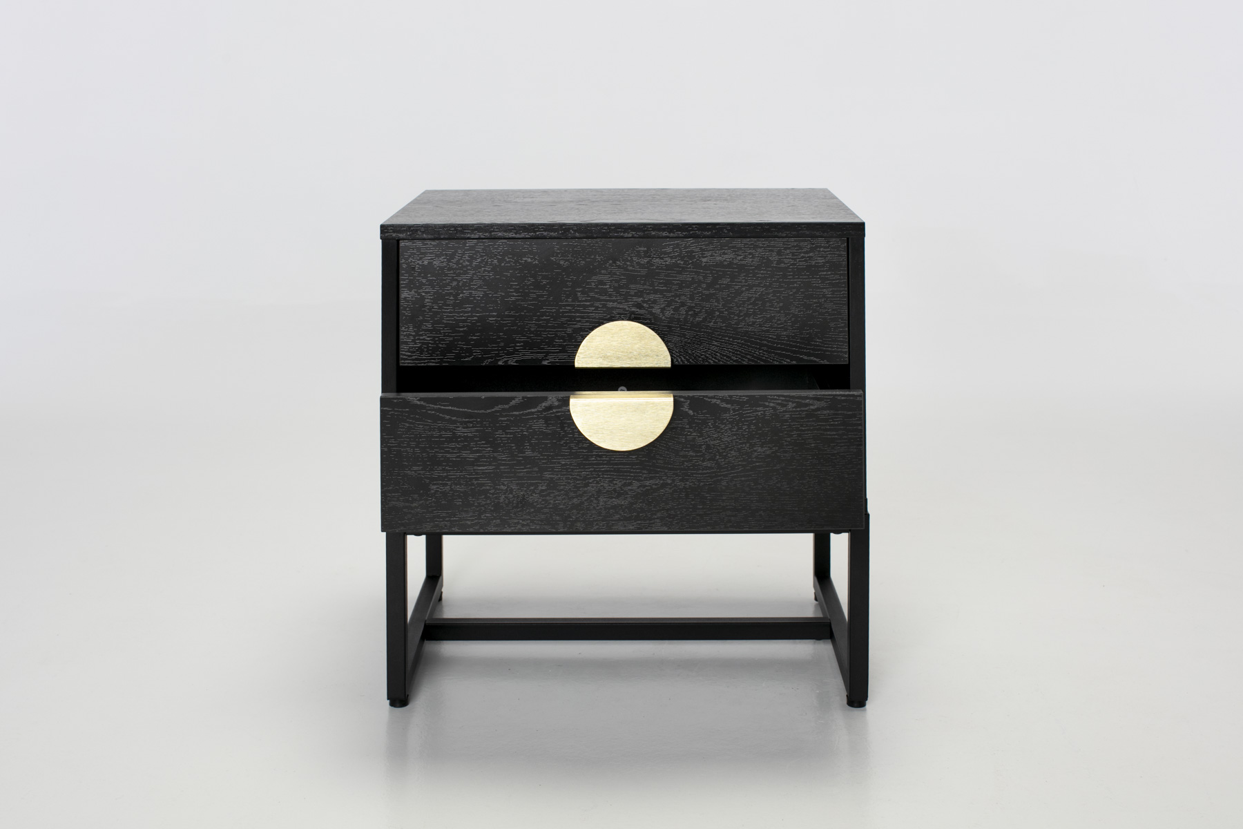 Oslo Bedside Table - Black 2 Drawer Bedside Table with Gold Handles