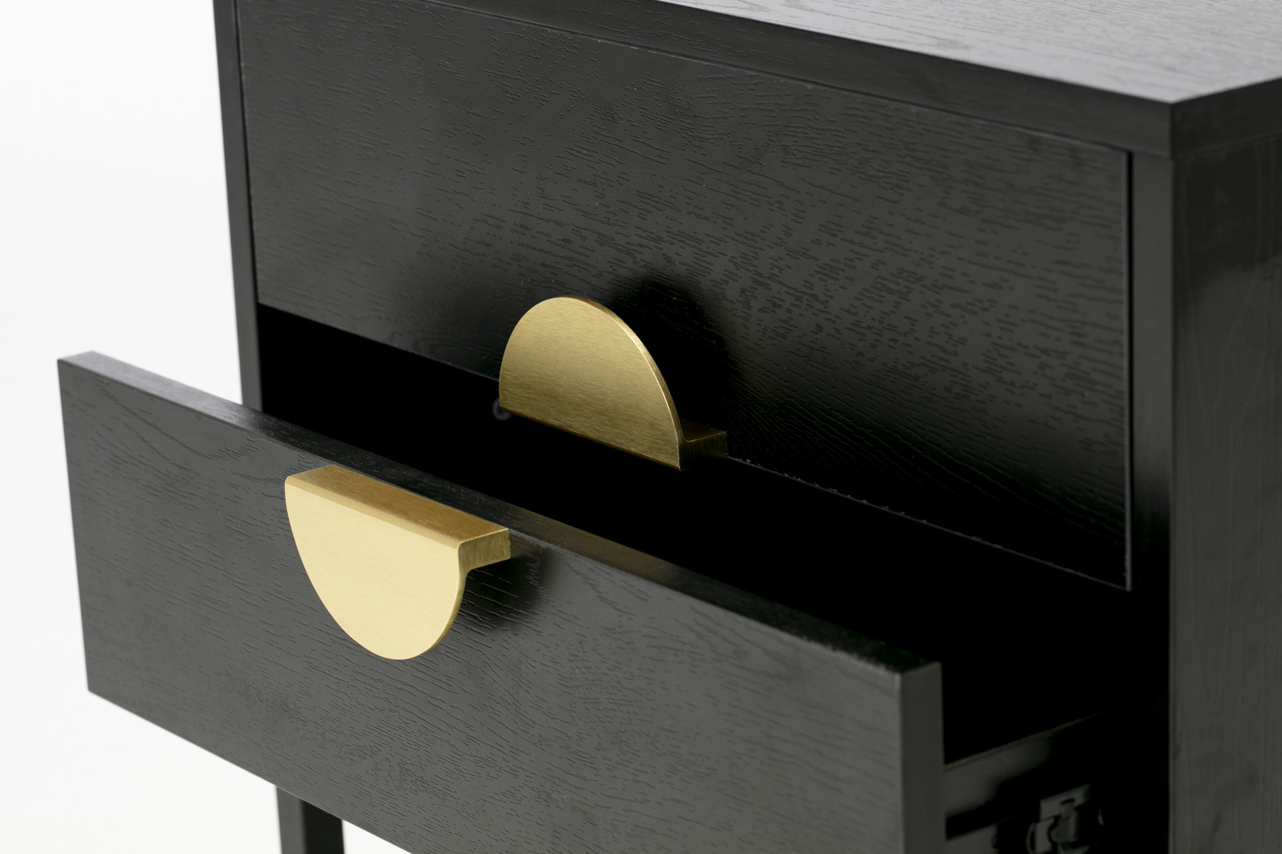 Oslo Bedside Table - Black 2 Drawer Bedside Table with Gold Handles