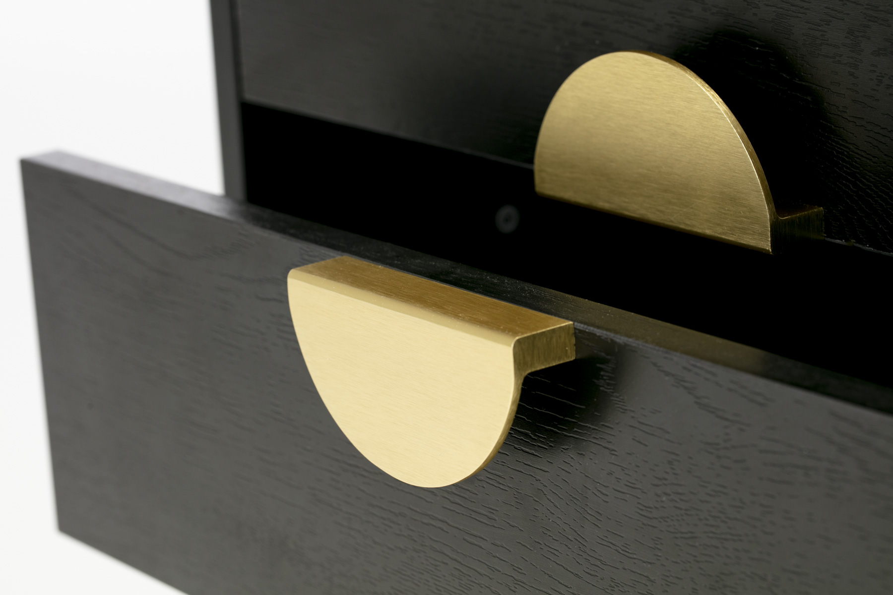 Oslo Bedside Table - Black 2 Drawer Bedside Table with Gold Handles