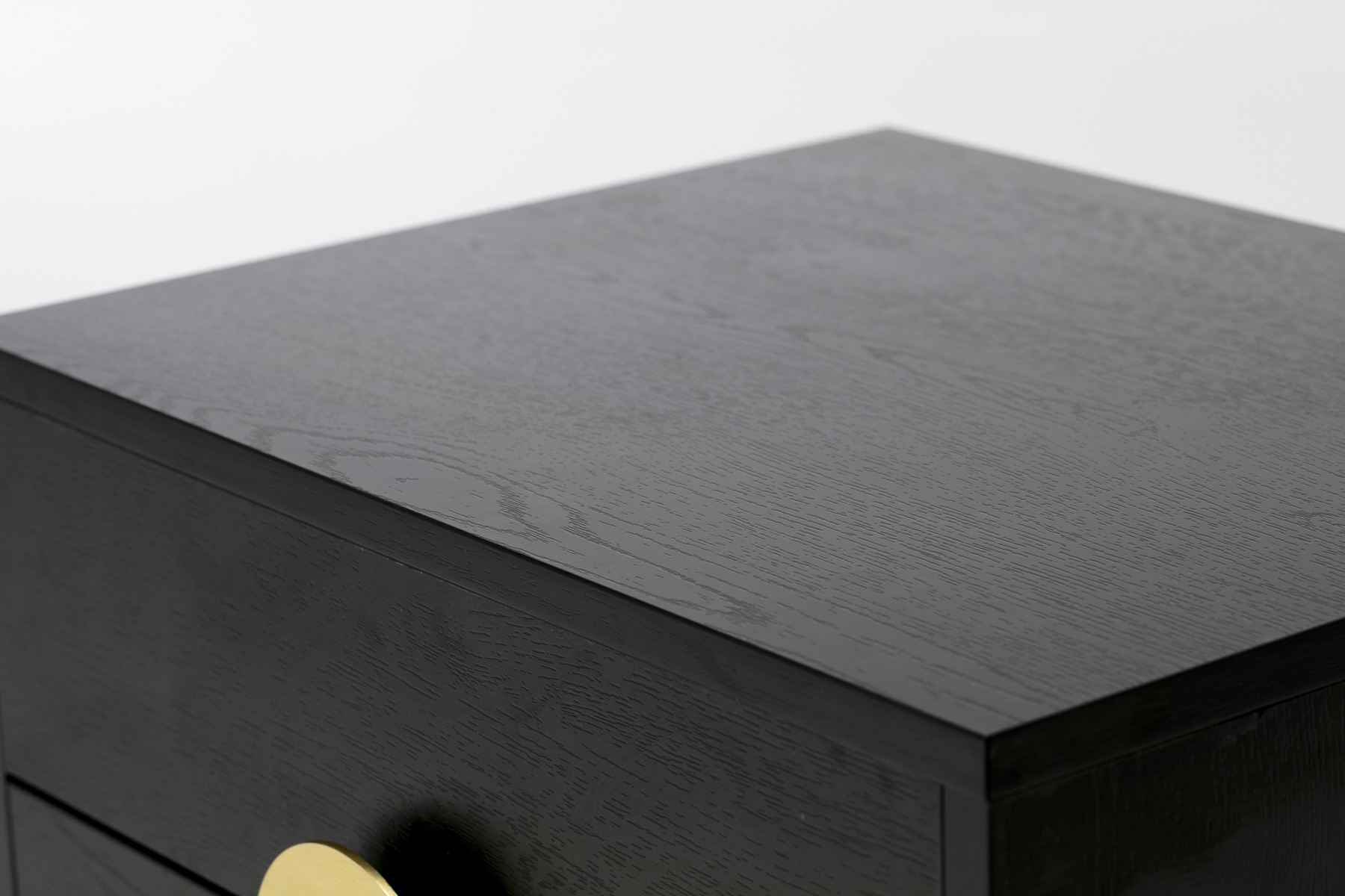 Oslo Bedside Table - Black 2 Drawer Bedside Table with Gold Handles