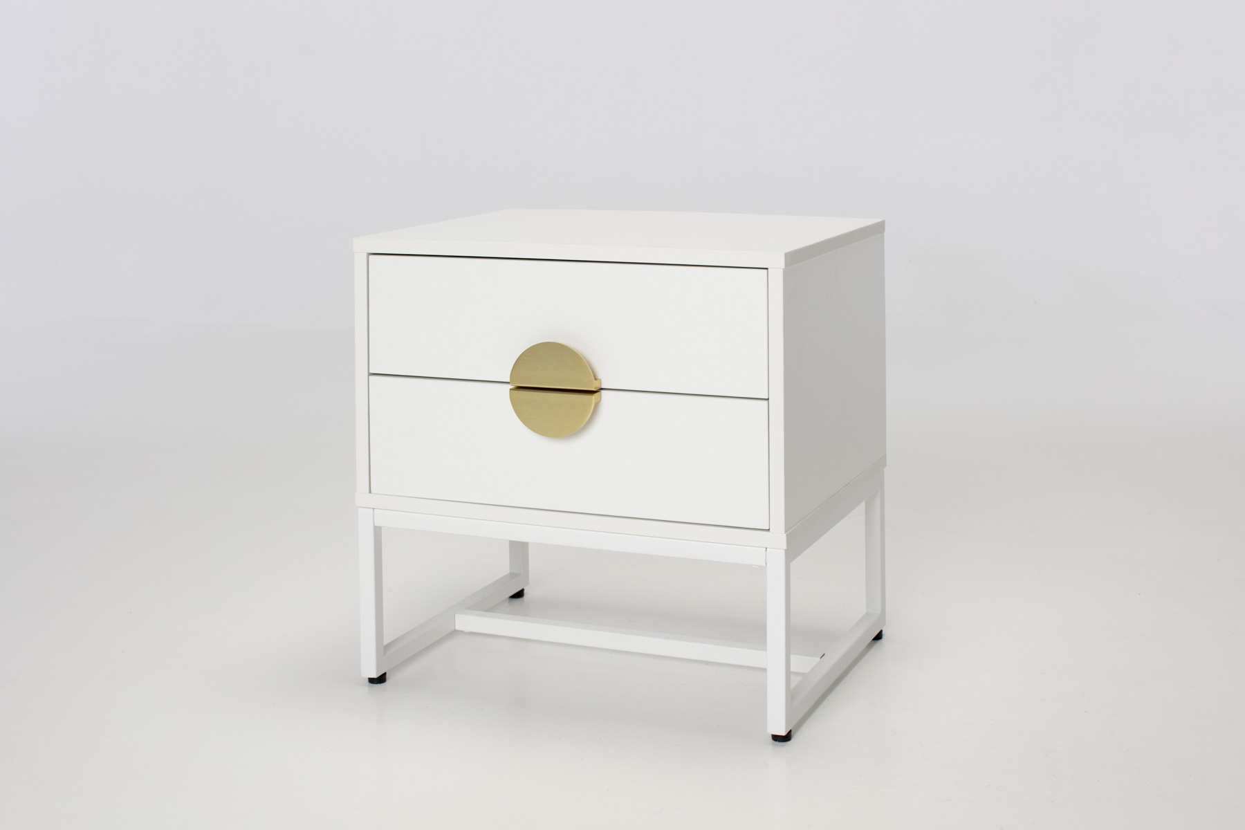 Oslo Bedside Table - White 2 Drawer Bedside Table with Gold Handles