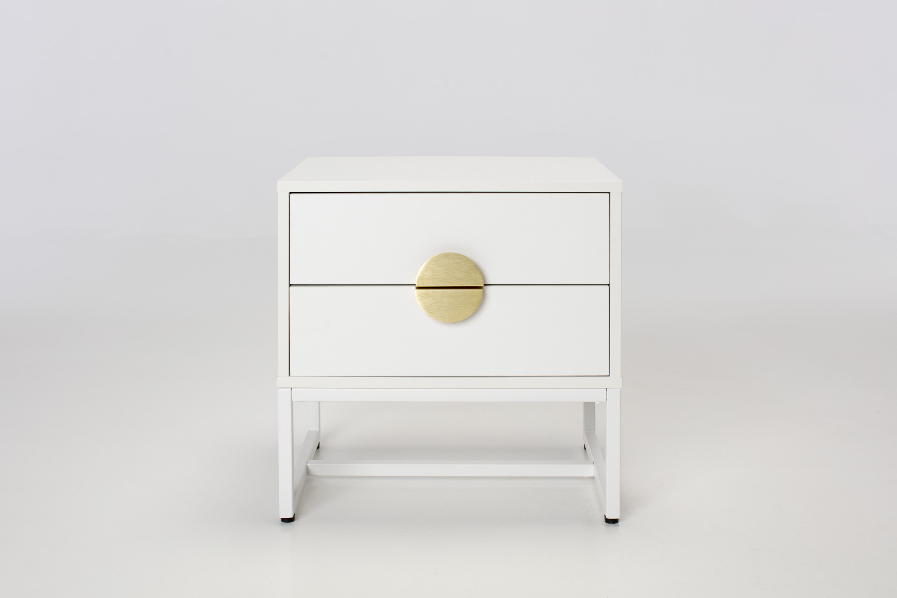 Oslo Bedside Table - White 2 Drawer Bedside Table with Gold Handles