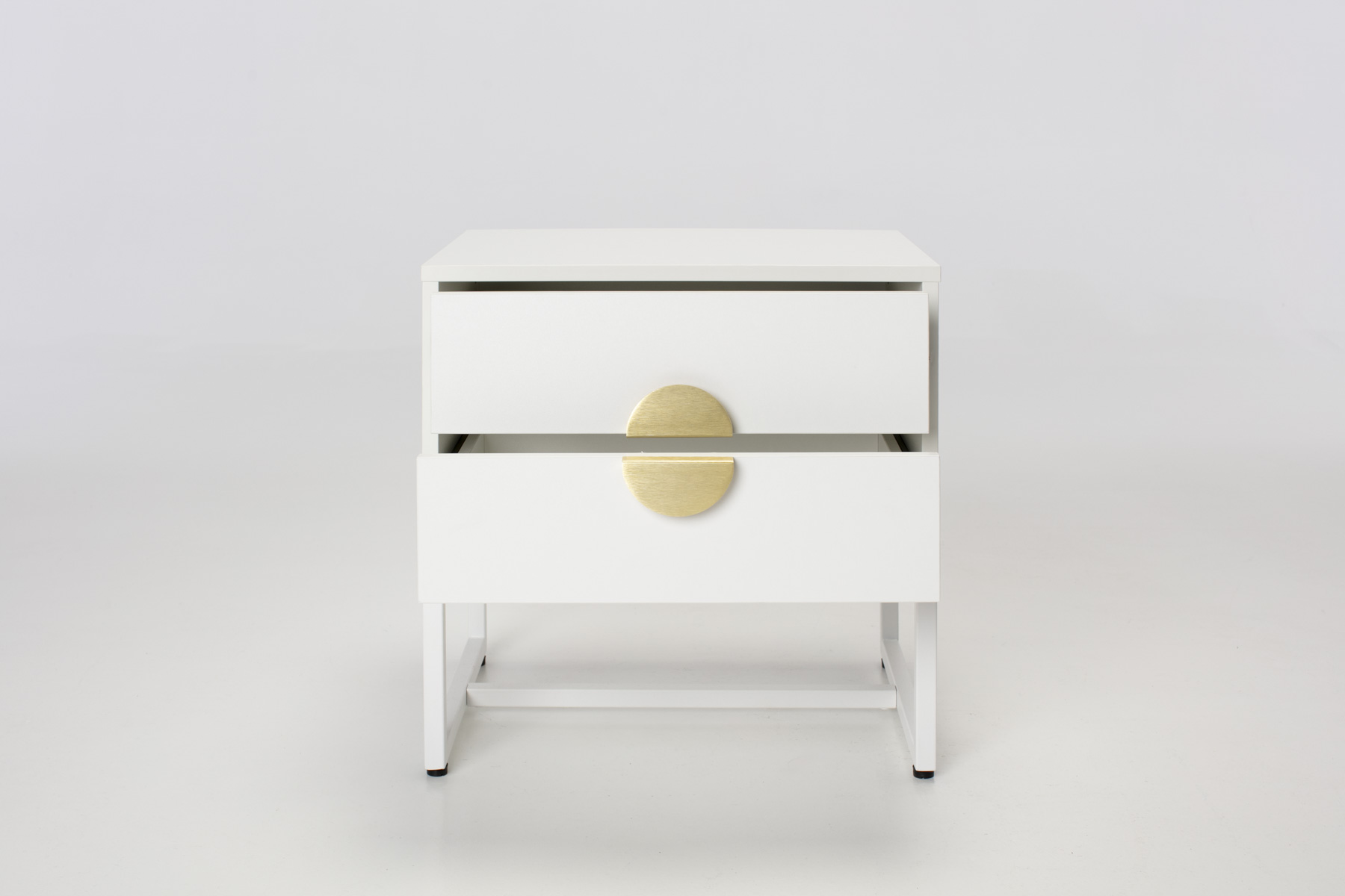 Oslo Bedside Table - White 2 Drawer Bedside Table with Gold Handles