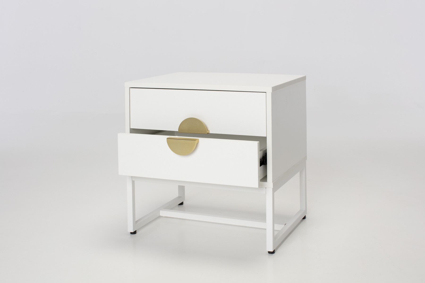 Oslo Bedside Table - White 2 Drawer Bedside Table with Gold Handles
