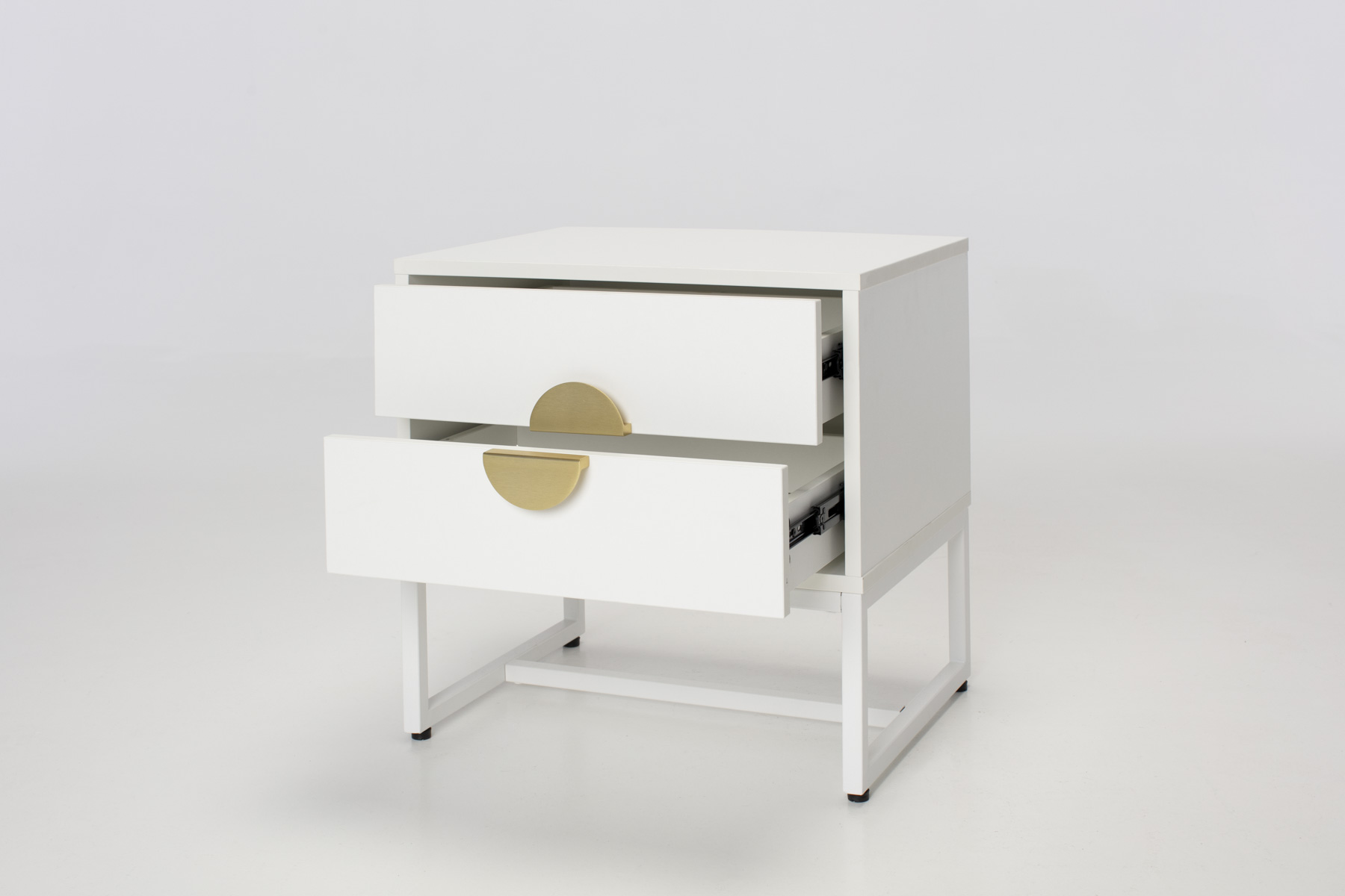 Oslo Bedside Table - White 2 Drawer Bedside Table with Gold Handles