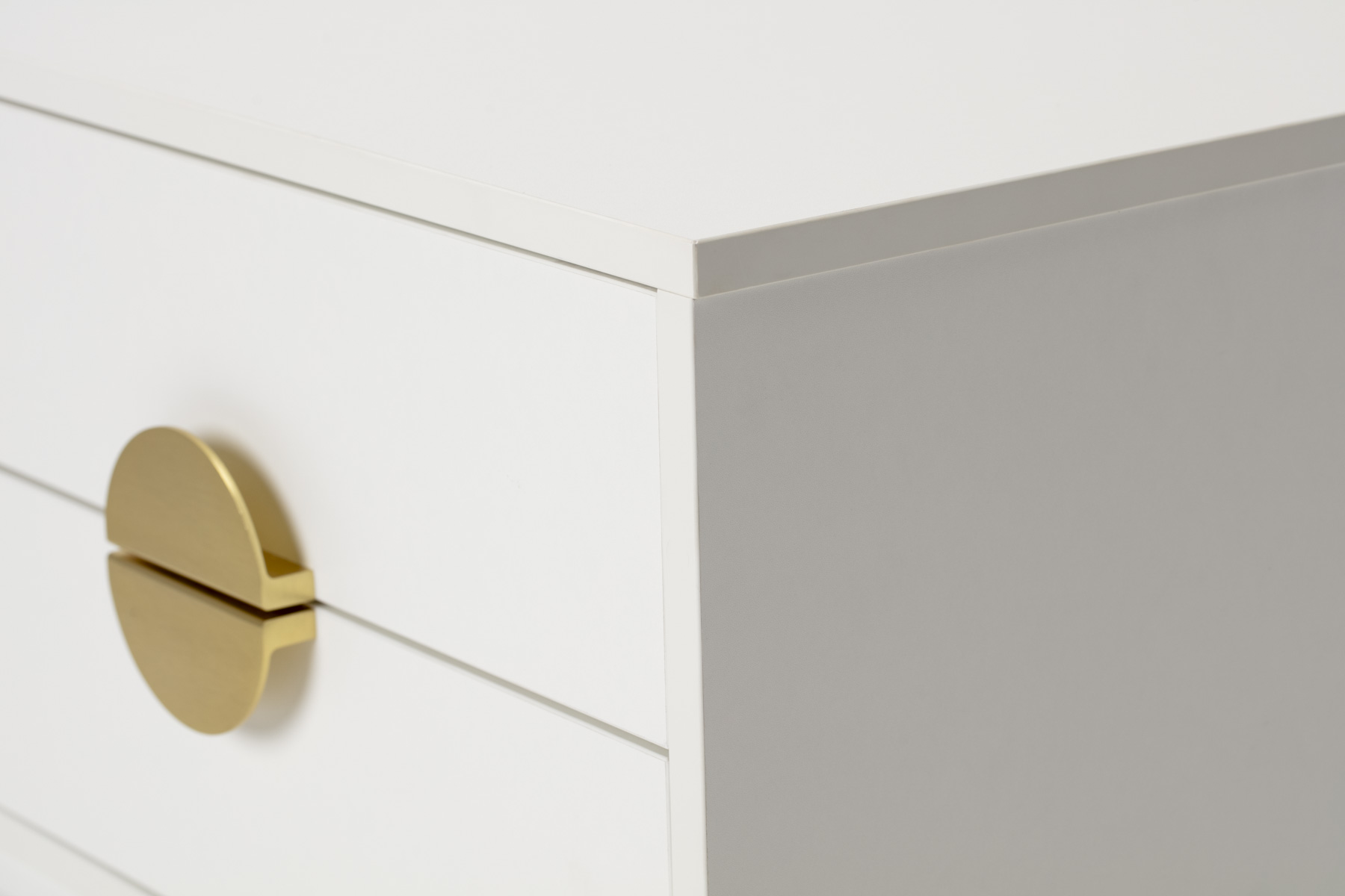 Oslo Bedside Table - White 2 Drawer Bedside Table with Gold Handles