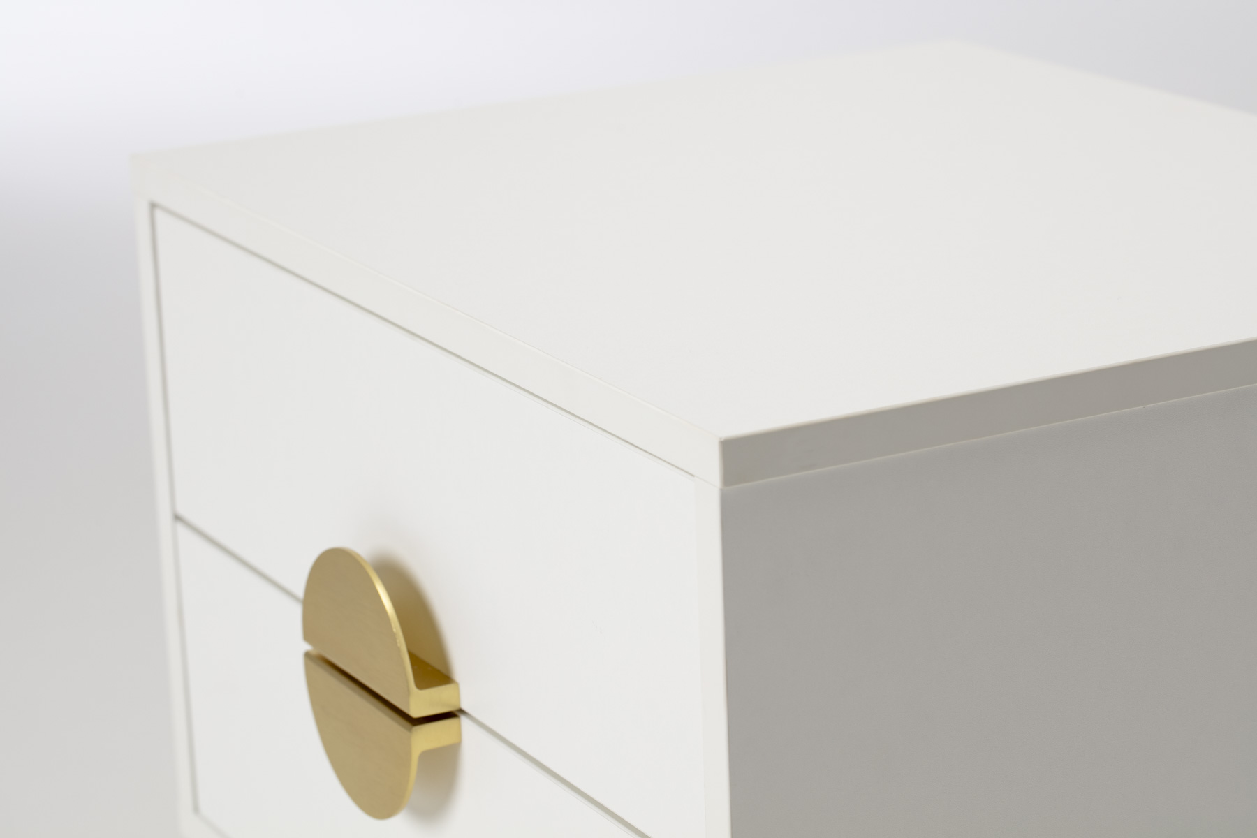 Oslo Bedside Table - White 2 Drawer Bedside Table with Gold Handles