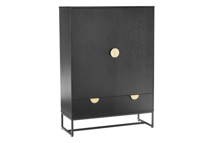 Oslo Black 2 Door 2 Drawer Highboard with Gold Handles