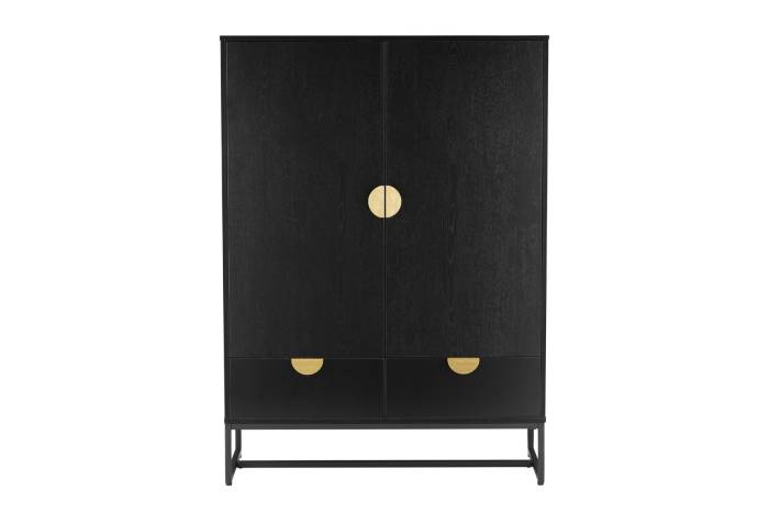 Oslo Black 2 Door 2 Drawer Highboard with Gold Handles