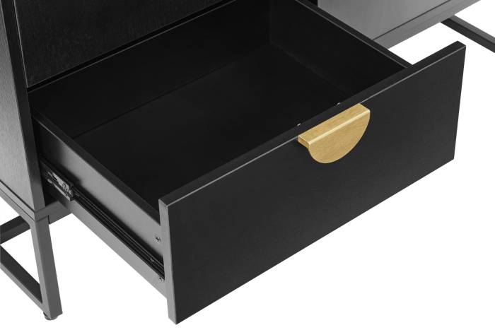 Oslo Black 2 Door 2 Drawer Highboard with Gold Handles