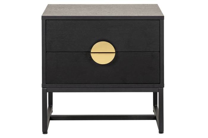 Oslo White 2 Drawer Bedside Table with Gold Handles