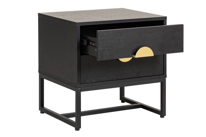 Oslo White 2 Drawer Bedside Table with Gold Handles