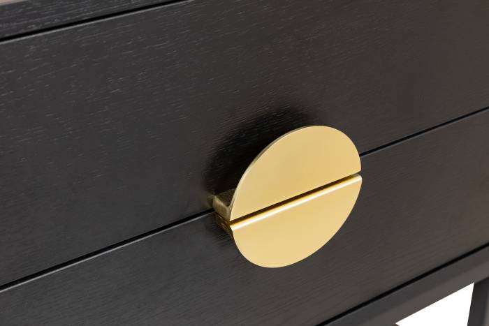 Oslo White 2 Drawer Bedside Table with Gold Handles