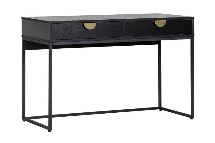 Oslo - Black 2 Drawer Dressing Table with Gold Handles