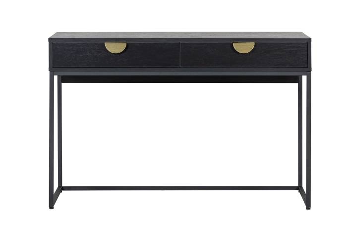 Oslo - Black 2 Drawer Dressing Table with Gold Handles