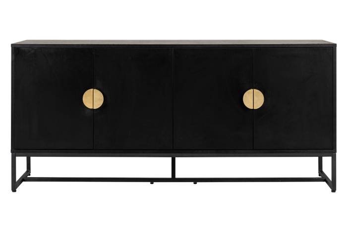 Oslo Black 4 Door Sideboard with Gold Handles