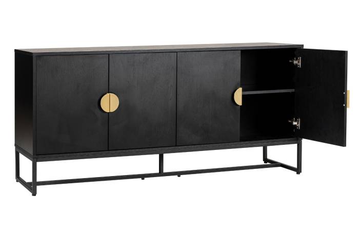 Oslo Black 4 Door Sideboard with Gold Handles