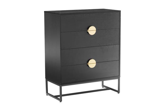 Oslo Black 4 Drawer Chest with Gold Handles