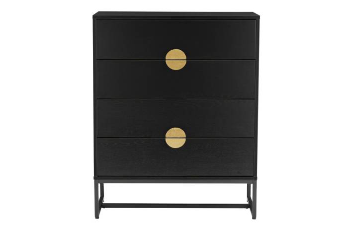 Oslo Black 4 Drawer Chest with Gold Handles