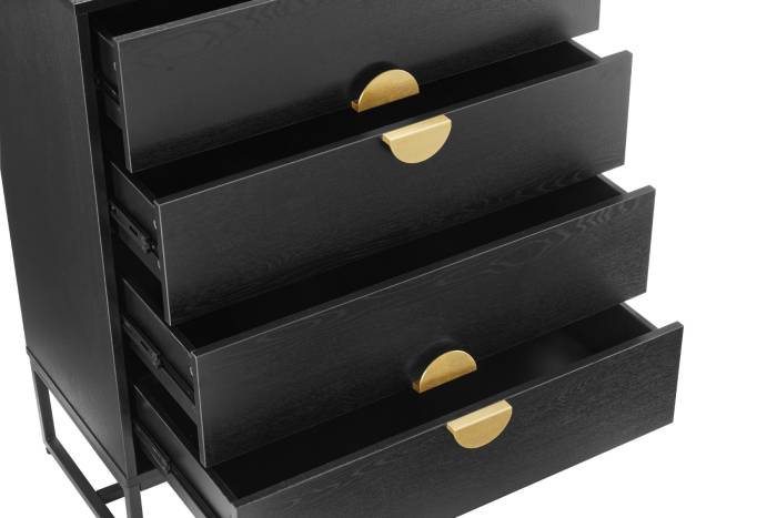 Oslo Black 4 Drawer Chest with Gold Handles