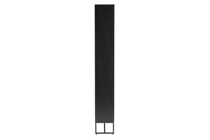 Oslo Black 2m Tall Bookshelf with 2 Door Cabinet and Gold Handles