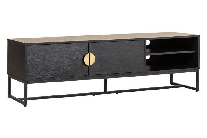 Oslo 1.6m TV Unit with 2 Doors & Open Storage - Black