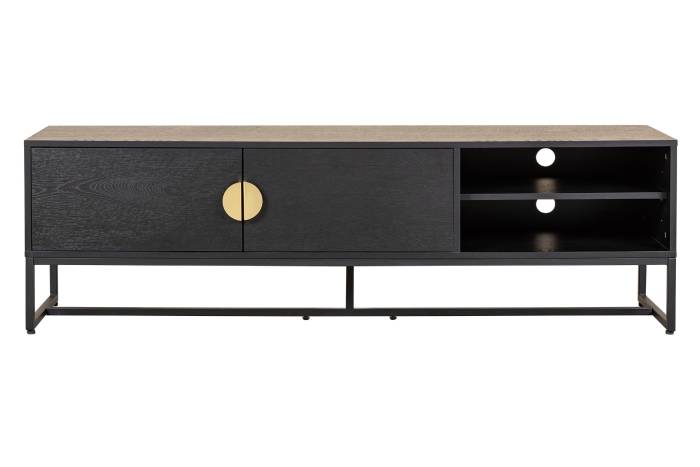 Oslo 1.6m TV Unit with 2 Doors & Open Storage - Black