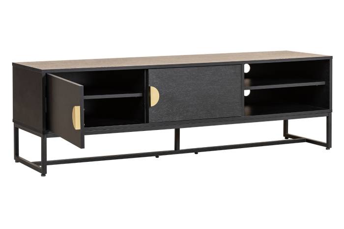 Oslo 1.6m TV Unit with 2 Doors & Open Storage - Black