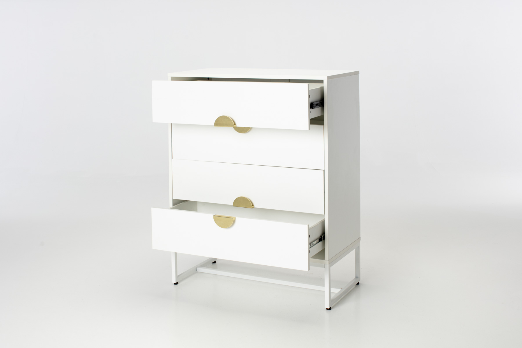 Oslo Chest of Drawers - White 4 Drawer Chest with Gold Handles