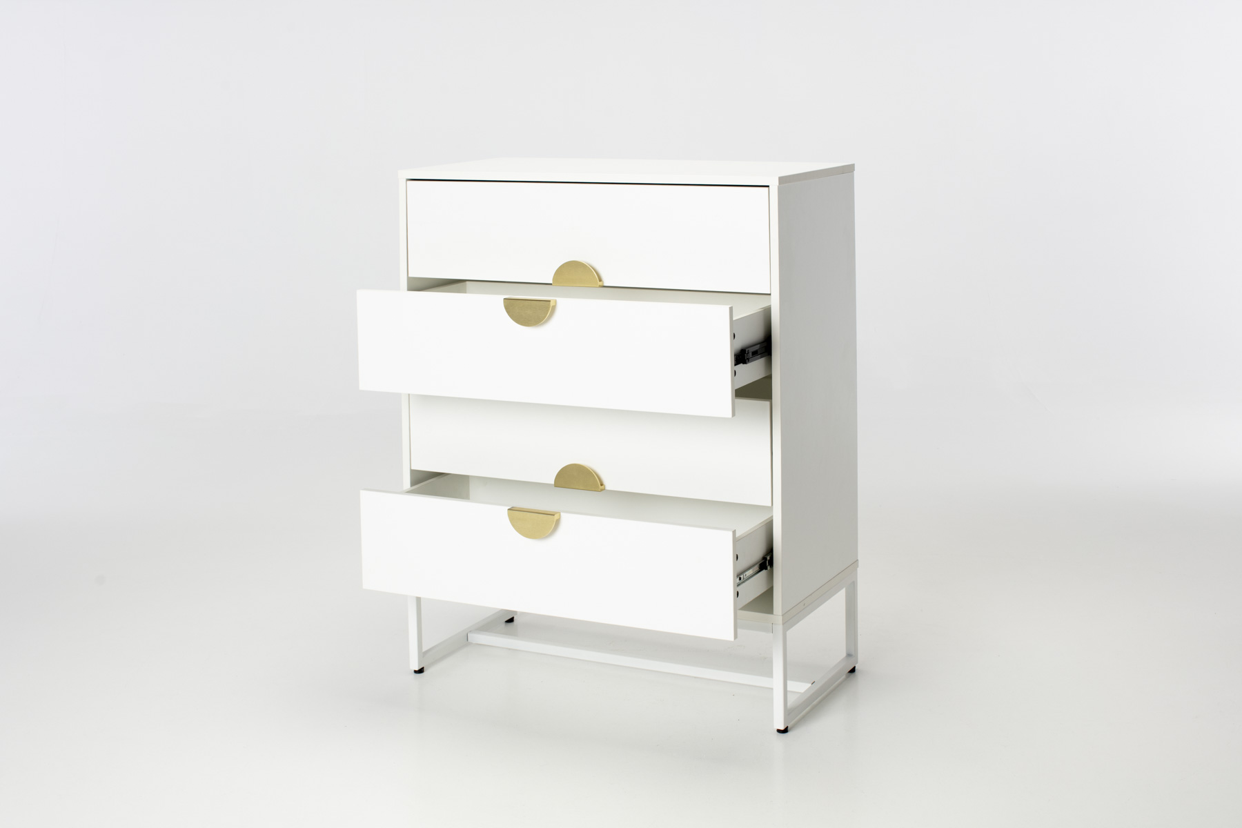 Oslo Chest of Drawers - White 4 Drawer Chest with Gold Handles