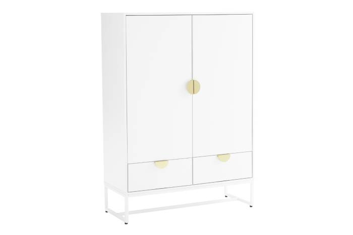Oslo White 2 Door 2 Drawer Highboard with Gold Handles