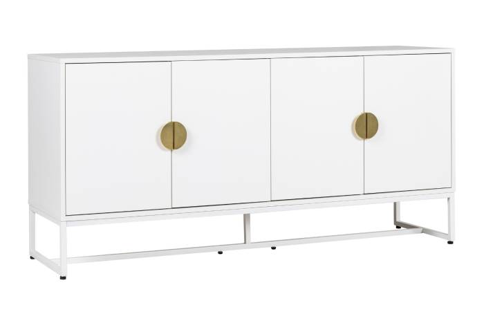 Oslo White 4 Door Sideboard with Gold Handles
