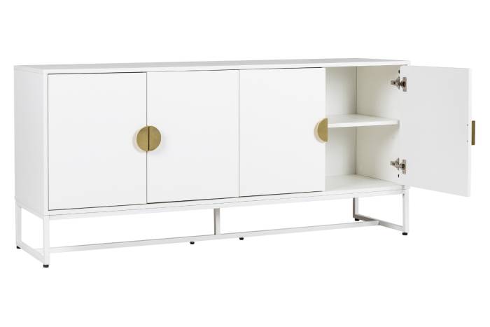 Oslo White 4 Door Sideboard with Gold Handles