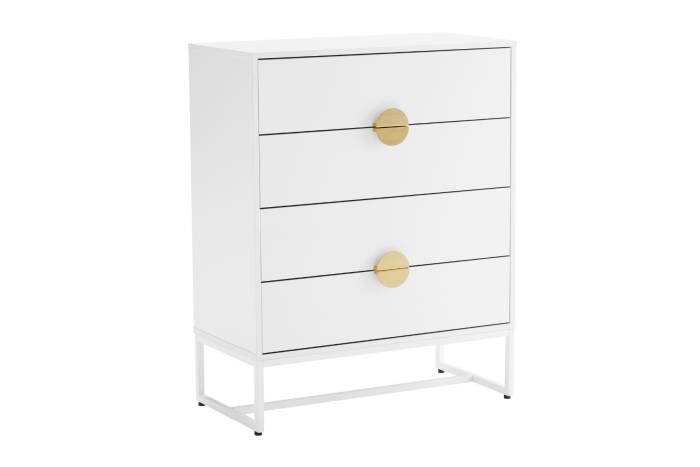 Oslo White 4 Drawer Chest with Gold Handles