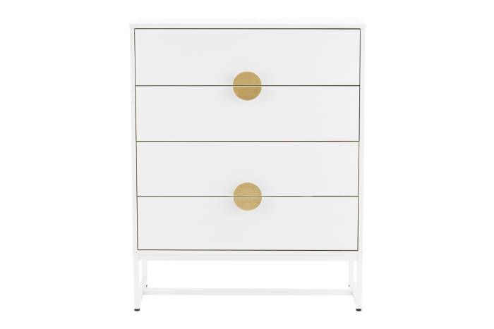 Oslo White 4 Drawer Chest with Gold Handles