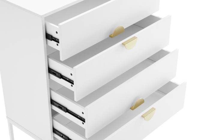 Oslo White 4 Drawer Chest with Gold Handles
