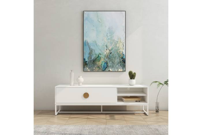 Oslo 1.6m TV Unit with 2 Doors & Open Storage - White