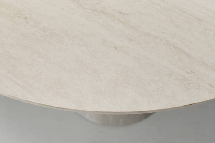 Serena 1.2m Travertine Effect Round Dining Table with Sculptural Pedestal Base