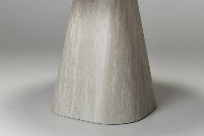Serena 1.2m Travertine Effect Round Dining Table with Sculptural Pedestal Base