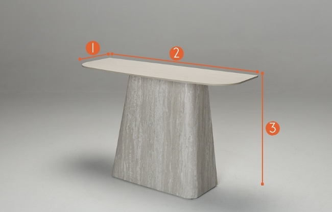 Serena travertine effect console table measurements