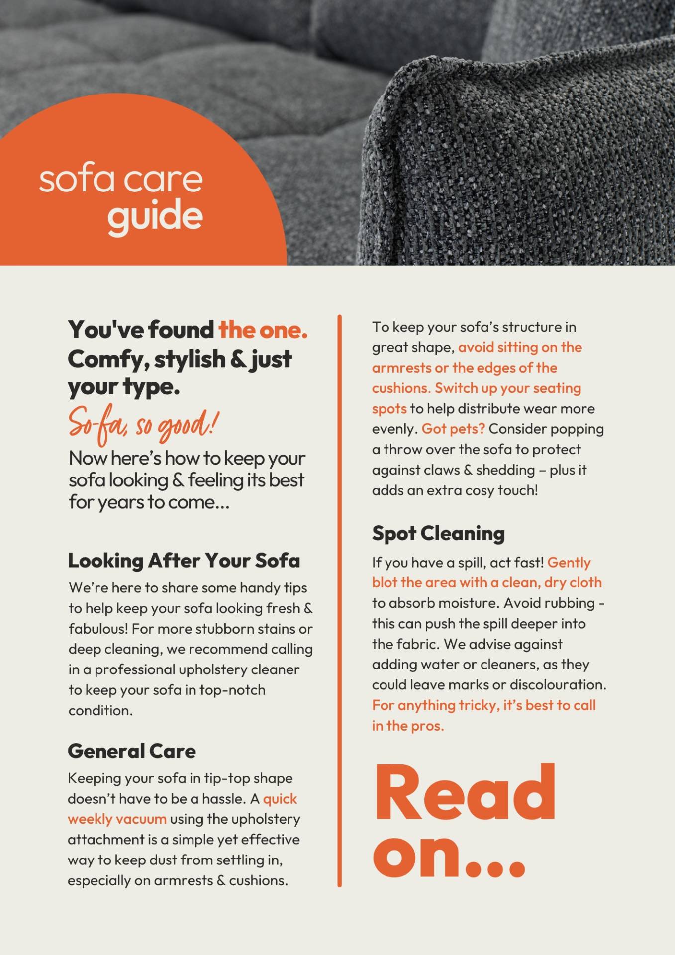 Sofa Care Guide cover image