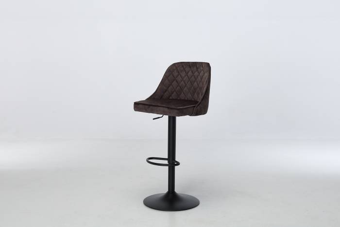 Venice - Mocha Grey Velvet Swivel Bar Stool with Black Base
